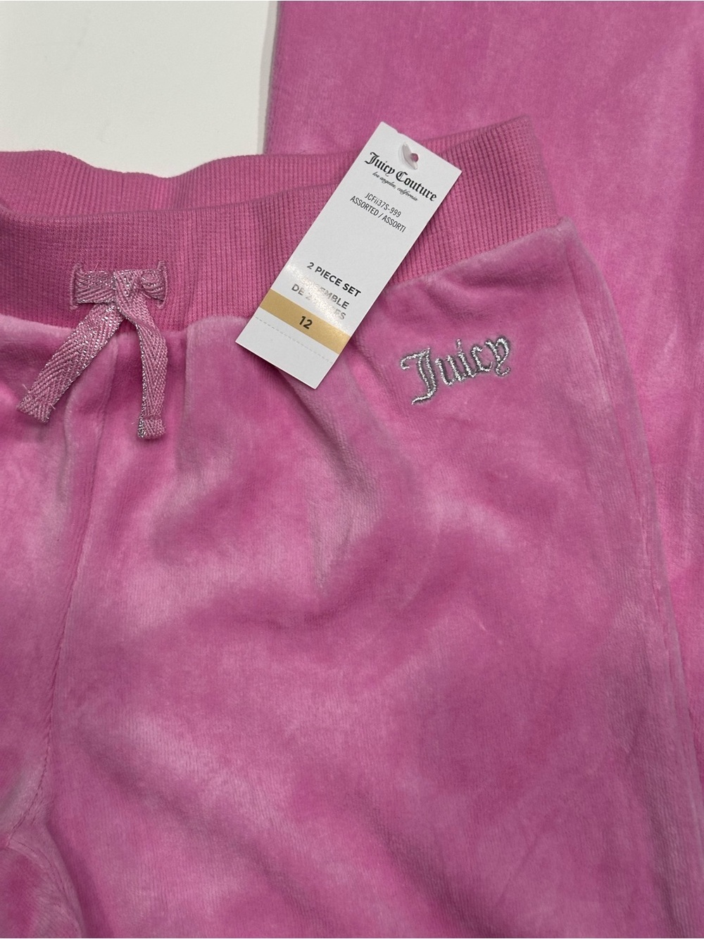 NEW, JUICY COUTURE Youth Girls Size 12 Velour Track Pink Pants Violet Tulle - Picture 9 of 13